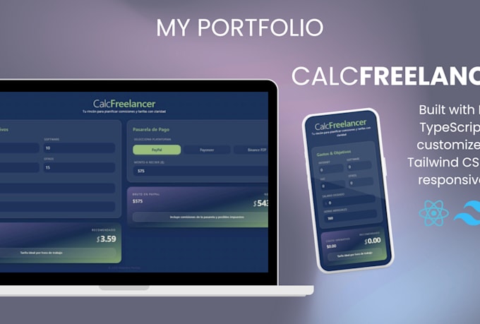 develop responsive react and javascript web using tailwind